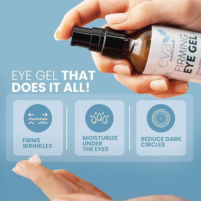 Eva Naturals Eye Gel for Dark Circles, Bags & Puffiness – Anti-Aging Serum with Peptides, Hyaluronic Acid & Botanicals – Firming Under Eye Treatment for Wrinkles, Fine Lines & Tired Skin – 2 oz