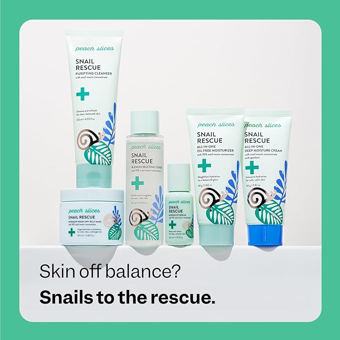 Peach Slices | Snail Rescue Intensive Treatment Wash-Off Face Mask | 95% Snail Mucin | For Dark Spots & Blemishes | Refreshing & Calming Mask | Clear, Radiant, & Hydrated Skin | Skin Care | 3.38 oz