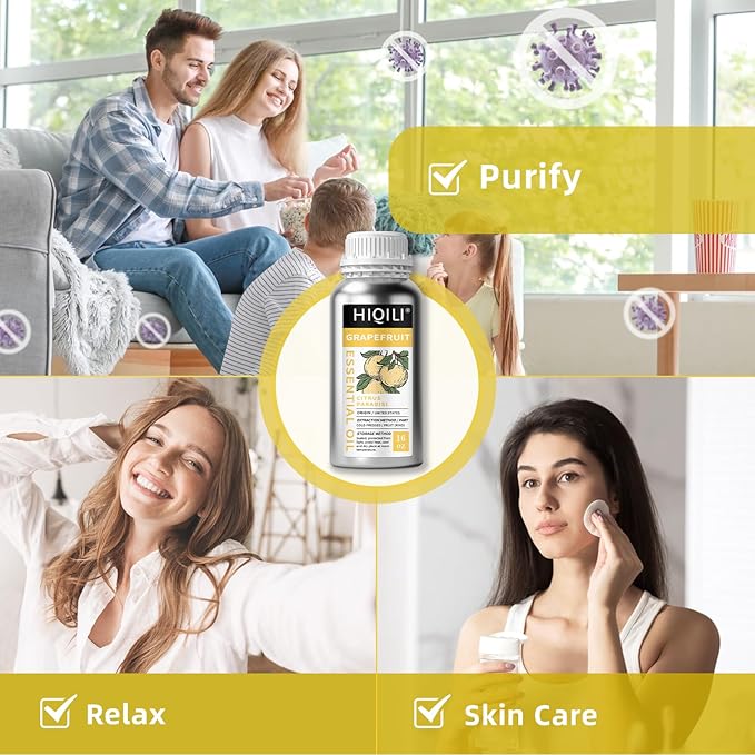 HIQILI 16 Fl Oz Grapefruit Essential Oil, for Diffuser, Skin Care, 100% Pure and Natural