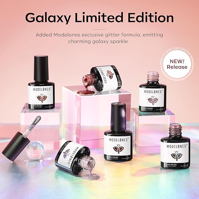 modelones Chameleon Gel Nail Polish Set, 6 Colors Fall Gel Polish Kit Nude Brown Glitter Shimmer Soak Off LED Nail Lamp Gel Nail Kit Home Gift DIY Salon For Women Girl