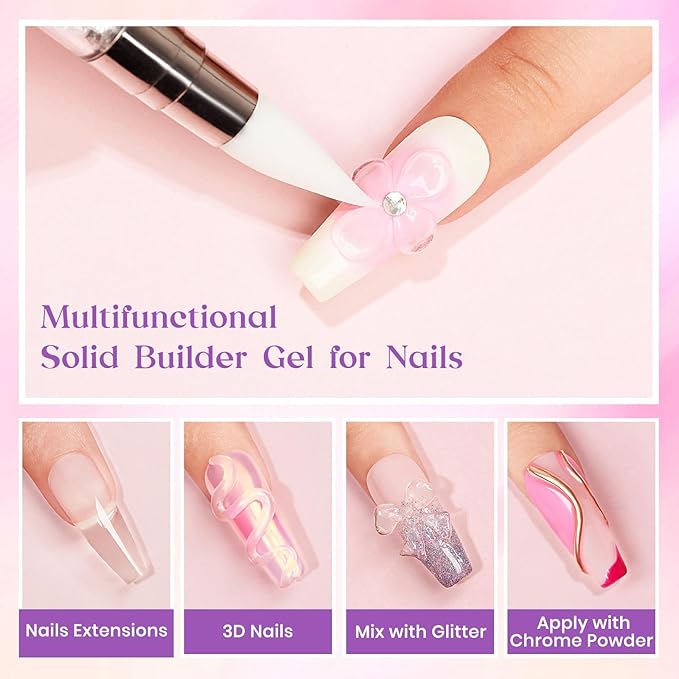 MIZHSE Solid Builder Gel for Nails, 60g Large Capacity Clear 3D Sculpting Gel for Nails Hard Gels Non-Sticky Hand Carving U V/LED Extension Gels with 3D Mold Nail Art Salon Home DIY