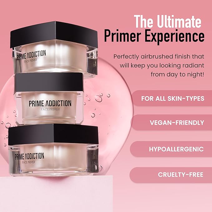Frankie Rose Cosmetics Prime Addiction Face Primer – Perfect for Dry, Sensitive, Combination, Normal & Oily Skin – Moisturizing, Nourishing & Colorless Makeup Primer - 1.05 oz. (30 grams)