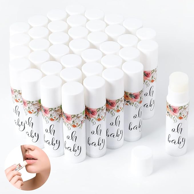 40 Pieces Lip Balm Bulk Baby Shower Jasmine Lip Balm Favors Floral Moisturizing Lip Balm for Women Children Men Girl kids Gender Reveal Favors Gift Baskets (Flower)