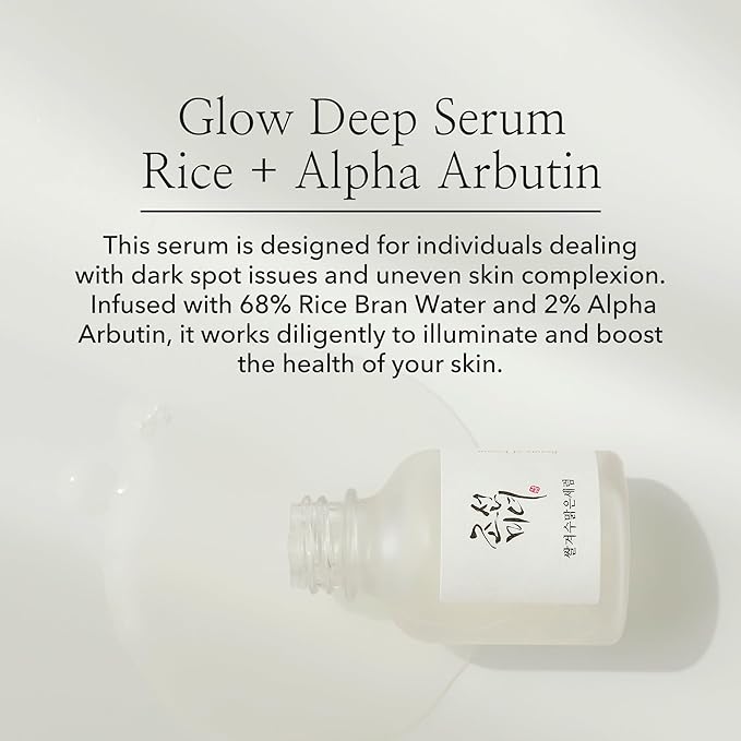 Beauty of Joseon Glow Deep Serum Rice Alpha-Arbutin Moisturizing Uneven Skin Tone Daily Korean Skin Care for Men and Women, 60ml, 2 Fl.Oz