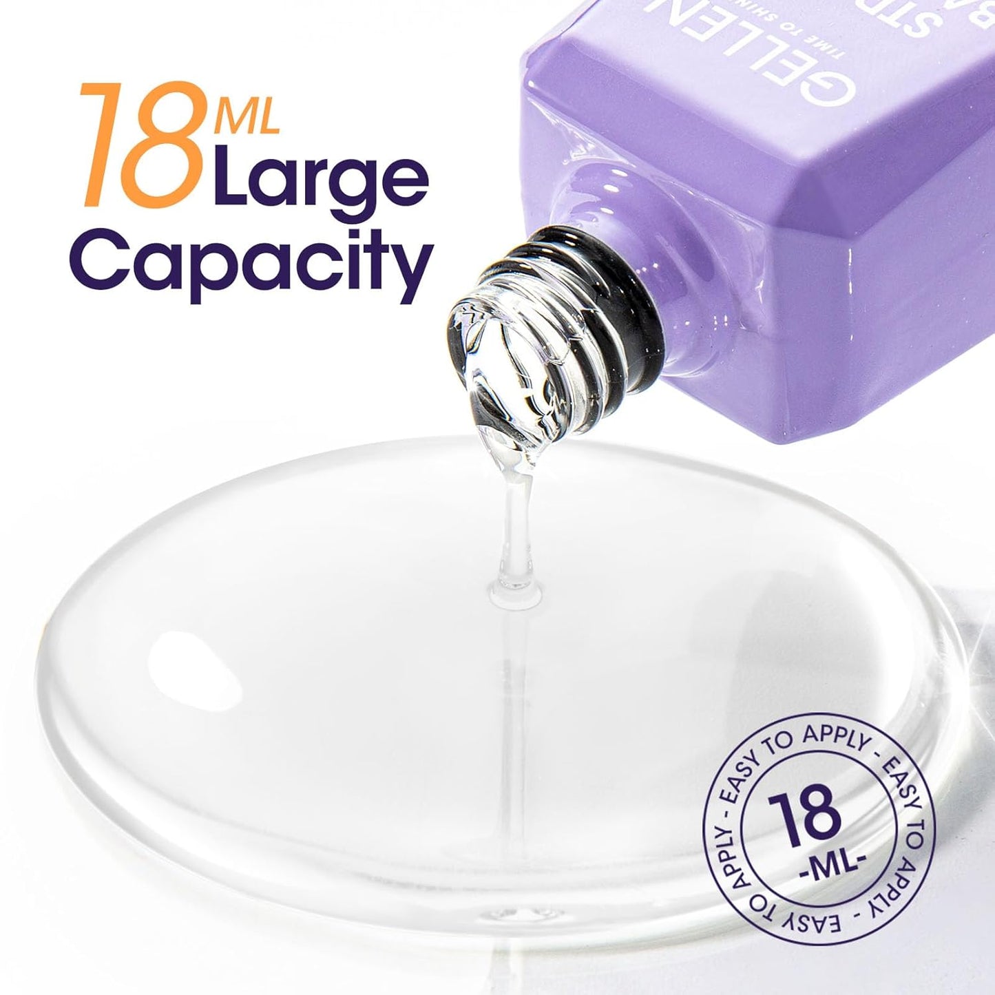 GELLEN Gel Top Coat Base Coat with Nail Strengthener, 3 Pcs 18 ml No Wipe Glossy Top Coat Set for Gel Nail Polish, Soak Off Base Coat Hardener Care for Thin Weak Nails Salon Manicure