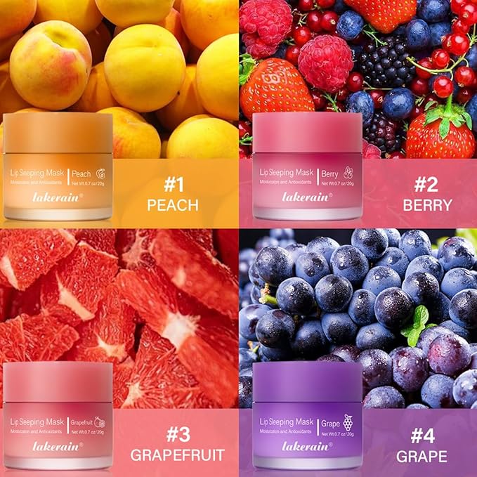 Hydrating Lip Sleeping Mask, Long Lasting Hydrating Night Lip Balms for Intensive Moisturizing and Care, Prevention Dry and Crack (GRAPE) 0.7 OZ