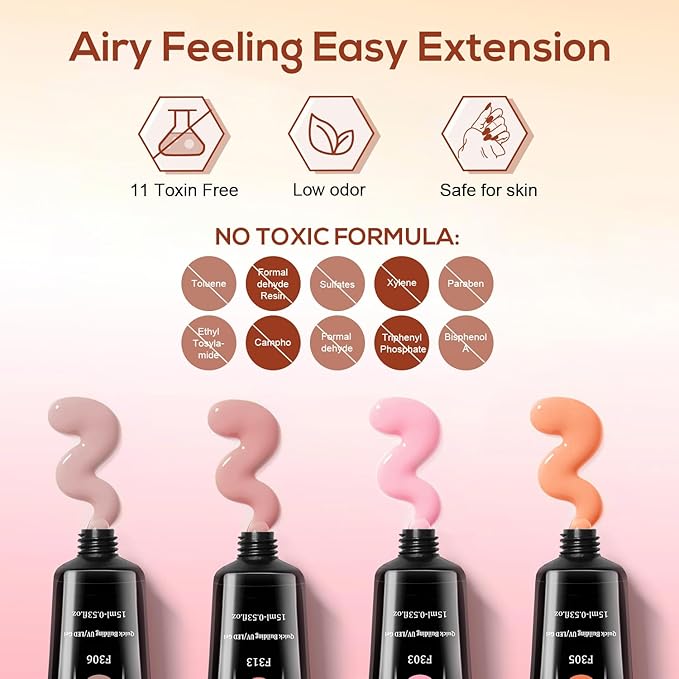 JEWHITENY Poly Extension Gel Kit With 48W LED Nail Lamp 14 Colors Builder Extension Gel All-in-One French Kit Nail Art Design Beginner Kit