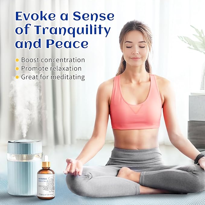 HIQILI Myrrh Essential Oil, for Skin, Massage, 100% Pure & Natural - 1.01 Fl Oz