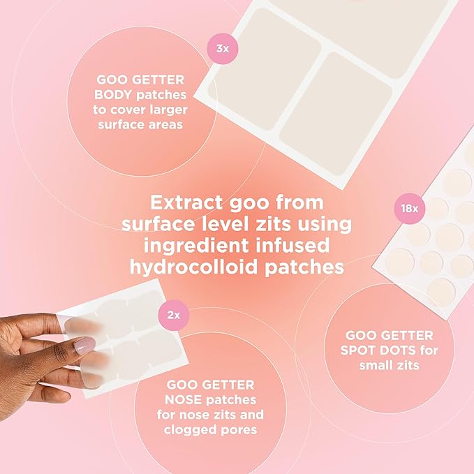 ZitSticka Pimple Patches for Face and Body, Goo Getter Hydrocolloid Patches to Cover Zits & Blemishes, Acne Patches or Zit Spot Stickers, Body Blemish Patch (Sucks to be Goo 23 Pack)