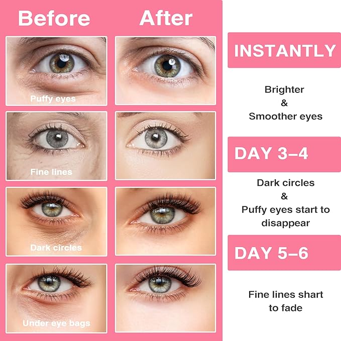 60pcs Under Eye Mask, Pink Collagen Under Eye Patches for Puffy Eyes & Dark Circles Treatments, Reduce Under Eye Bags Smooth Wrinkles, Lighthen Fine Lines, Moisturizing Under Eye Masks