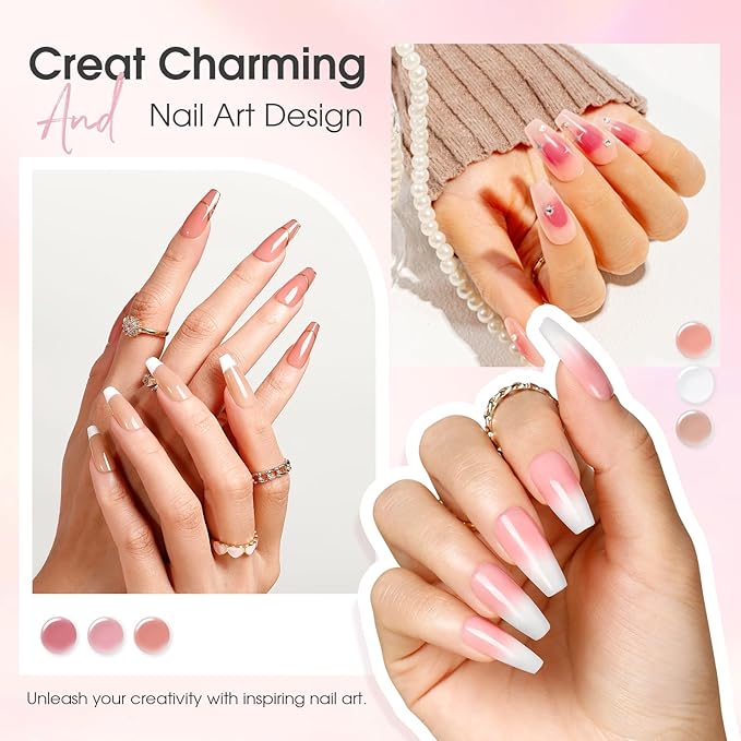 ROSALIND Jelly Gel Polish Set with Matte and Glitter Gel Top Coat, 6 Translucent Colors Neutral Sheer Milky White Nude Pink base Gel Nail Polish set Nail Art DIY at Home