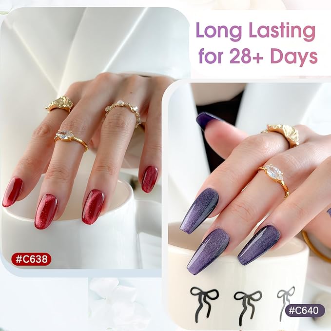 ROSALIND 8PCS Cat Eye Gel Polish with Magnet Stick - Magnetic Cat eye Gel Nail Polish Sparkle Diamond Effect Magic Magnetic Glitter Soak Off Led Nail Art DIY Salon Gifts For Women