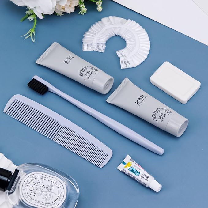 Hygiene Kit, Hygiene Kit Bulk, Travel Hygiene Kit With Toothbrush, Toothpaste, Comb, Shampoo, Shower Gel, Shower Cap And Soap, Individually Packed, Suitable For Hotel, Home, Travel (12 sets)