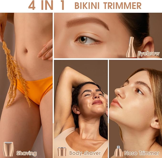 Hair Clippers & 1 Bikini Trimmer - Waterproof Electric Clippers & 4 in 1 Bikini Trimmer Set, Deluxe Wet/Dry Body Shaver for Nose Eyebrows Beard Pubic Hair, Green