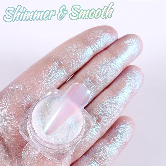 Laza Chameleon Chrome Nail Powder, 8 Colors Glazed Donut Nails Metallic Mirror Effect Pigment, Iridescent Aurora Nail Glitter Holographic Dust Kit for Gel Nail Art Decoration, Gifts - Colorful Peacock