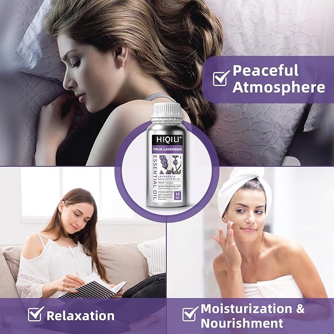 HIQILI 16 Ounces Lavender Essential Oil Pure, 100% Natural for Aromatherapy Diffuser, Skin Care, Hair, Includes Premium Glass Dropper-16 Fl Oz