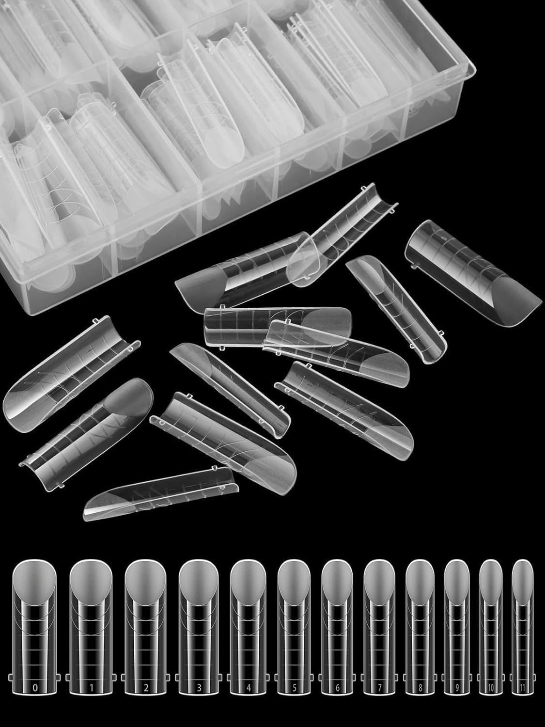 EBANKU Poly Gel Nail Forms, 120Pcs Coffin Matte Dual Nail Forms Clear Nail Molds Square Full Cover Nail Tips for Nail Extension Nail Art DIY 12 Sizes