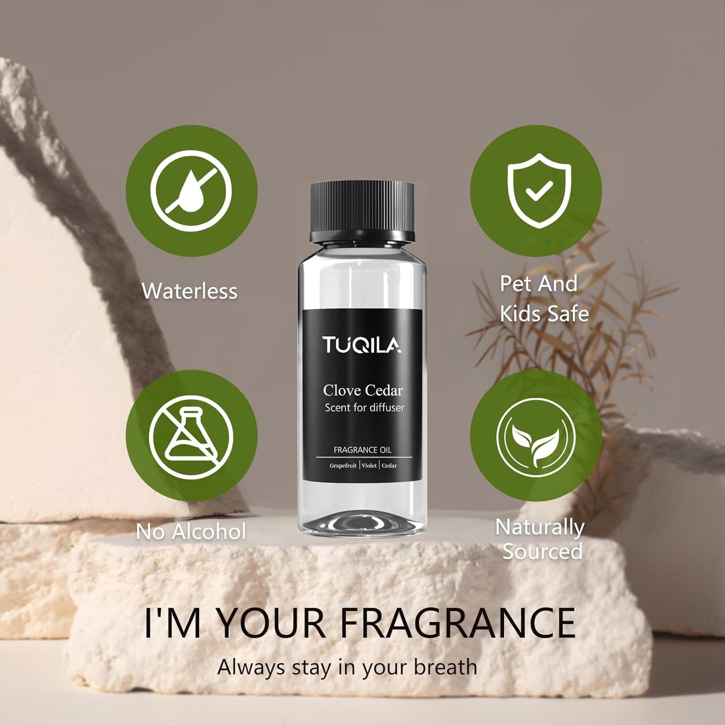 Hotel Waterless Diffuser Oil Clove Cedar, Essential Scent Oil Usage Cold Air Waterless Diffuser, Luxury Scents Oils Fragrance Bottle120 ML Home Natural Flavour