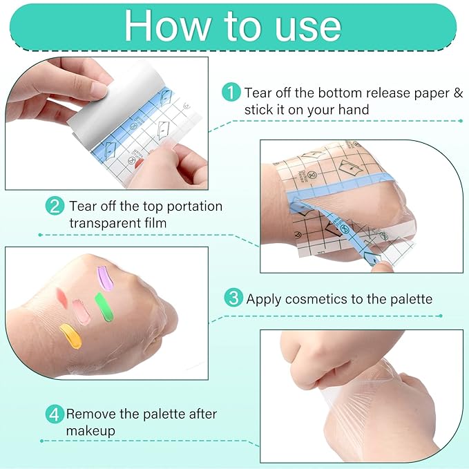 200 Pieces Makeup Hand Palette Single Use Makeup Mixing Palette Disposable Foundation Mixing Tray Adhesive Artist Cosmetic Makeup Palette Waterproof Makeup Tape for Women Girl (3.15 x 3.15 Inch)