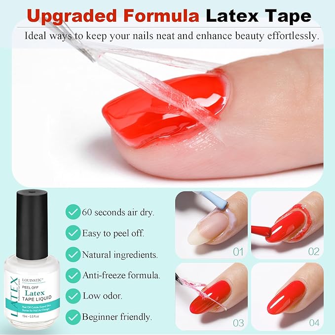 Gel Nail Polish Remover, Gel Remover Kit with Liquid Latex for Nails, No Need to Wrap or Soak, Removes Nail Polish in 2-5 Minutes, Acetone Free, Not Damage to Nails, with Manicure Tools