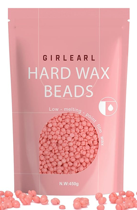 Hard Wax Beads, 1lb Wax Beans for Hair Removal Sensitive Skin with Rose Formula, Perfect for Full Body, Facial, Brazilian Bikini, and Legs at Home Wax Refill for Women Men (pink)