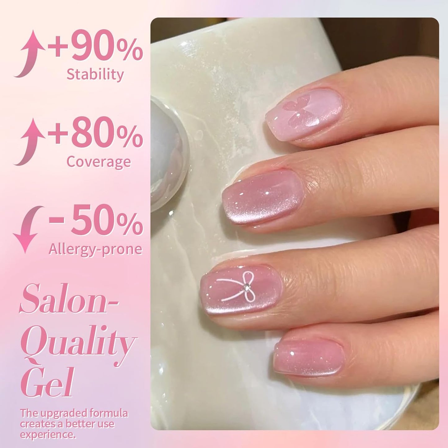 Born Pretty Cat Magnetic Eye Gel Nail Polish, Pink Moonlight Cat Magnetic Gel, Glass Shiny Effect Pink Soak Off Nail Art Salon Manicure Home Gift 15ml