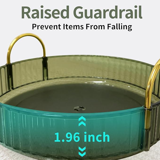 360 Rotating Makeup Organizer for Vanity,2 Tier Large Capacity Skincare Organizers,Bathroom Counter Organizer, Spinning Perfume Organizer & Vanity Organizer (Green-2 Tier)