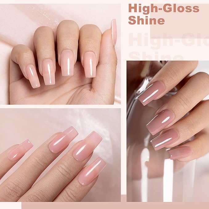 RARJSM Nude Gel Polish Set Jelly Pink Collection of 6 Transparent Natural Colors Sheer Pink Milky Mavue Purple Light Brown French Manicure LED UV Gel Nail Polish Soak Off Curing Requires Home Salon