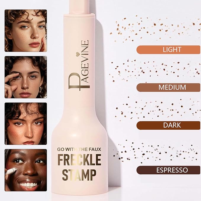 Freckle Stamp Pen, Waterproof Fake Freckles Makeup Tool, Upgrade Liquid Faux Freckles Pen, Quick-Dry, Long-Lasting, Lifelike, Natural Sunkissed Makeup, with Multi-Prong Precision Stamp Head (Light)