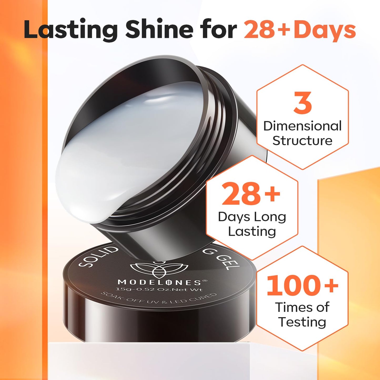 modelones 3D Sculpting Gel, Milky White Solid Nail Builder Hard Gel for Nail Art Molding & Extensions for Chrome Powder, Nails Glitter Polish Home DIY Manicure, U V Lamp Needed