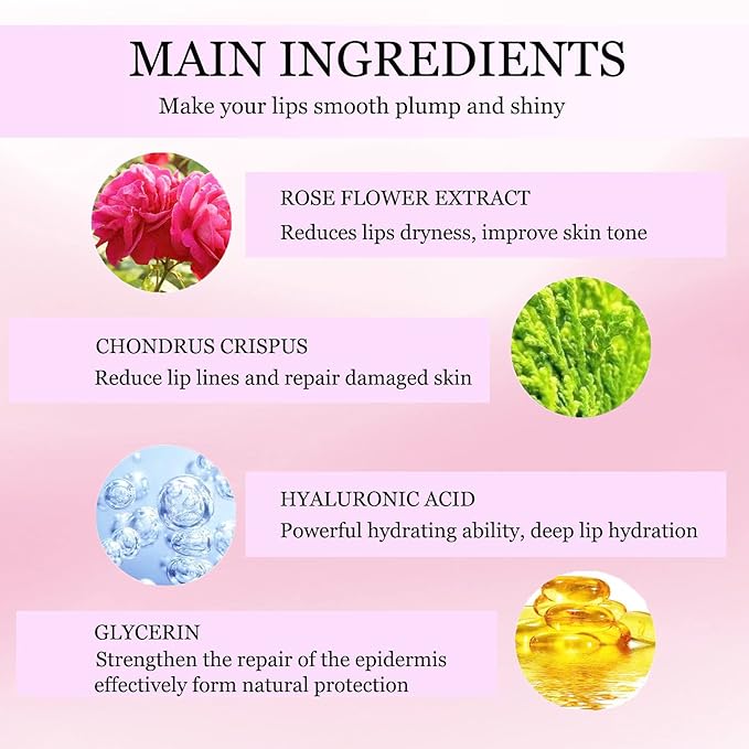 30 pieces of Moisturizing Collagen Crystal Lip Mask - Anti-Ageing & Anti Chapped, Reduce lip Wrinkles, Fade Lip Color, Make Skin Smooth And Firm Collagen Lip Pieces (Rose)