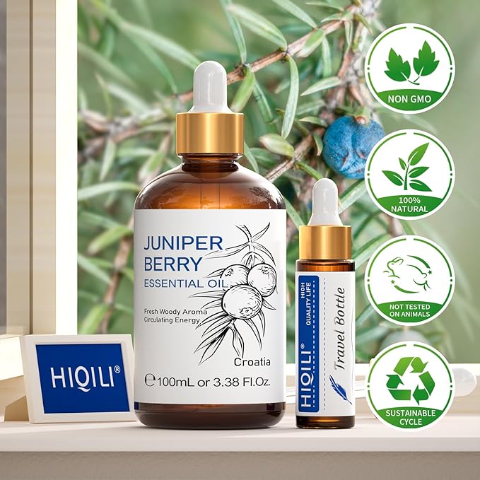 HIQILI 100ML Juniper Berry Essential Oil,100% Pure Natural Undiluted Premium - 3.38 Fl Oz
