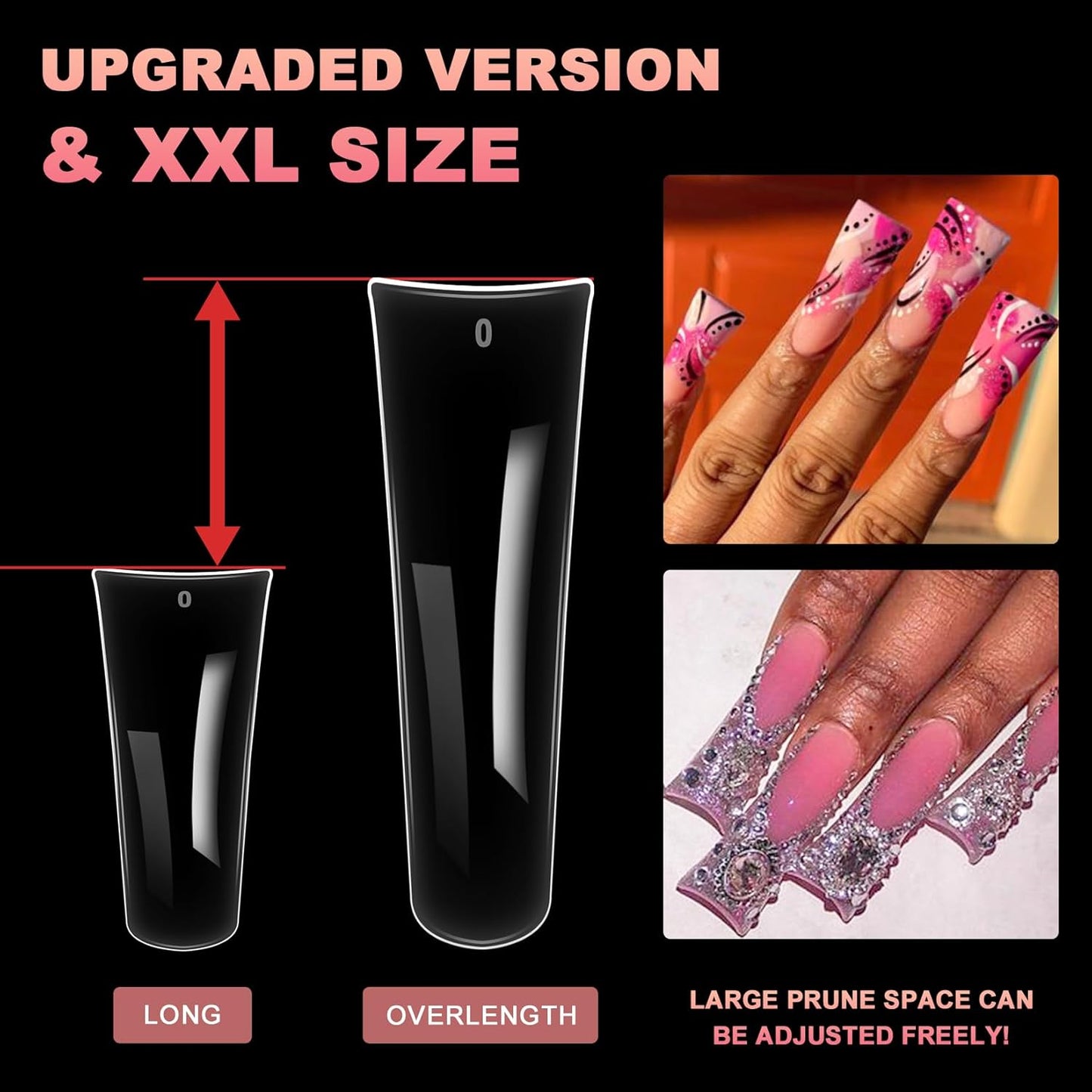 Ranrose Duck Nail Tips - 120pcs Extra Long Duck Feet Style Full Cover False Nail 12 sizes XXL Clear Press on Nail for Acrylic Nails Professional Y2K Nail Salon