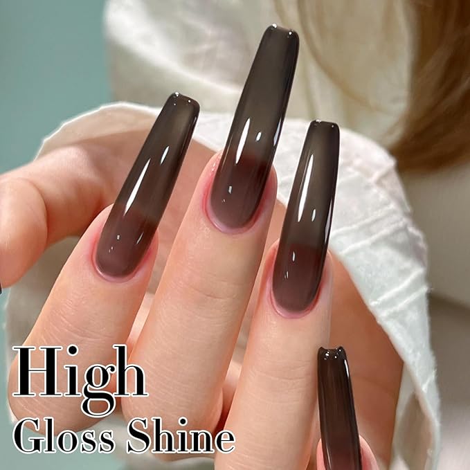 Double Rhythm 0.5Oz Translucent Gel Polish Sheer Neutral Natural Light Milky Same Color Same Bottle 15ML Jelly Gel Polish Nail Art DIY at Home (Black-A1366)