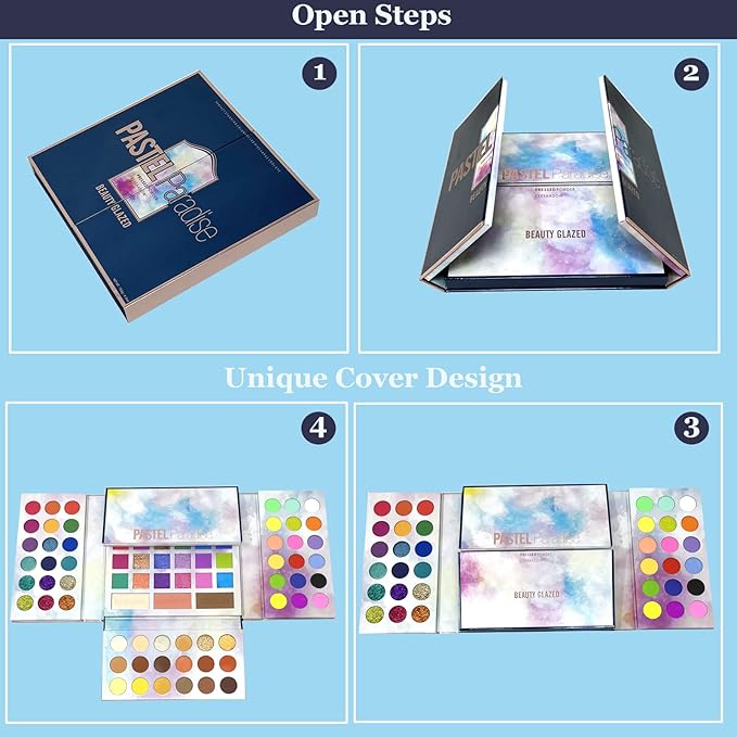 82 Vibrant Shades Makeup Palette - Matte, Shimmers, Glitters, Blush, Highlighter, Contour - Highly Pigmented Beauty Kit for Eye and Face - Perfect for Creating Bold and Unique Looks