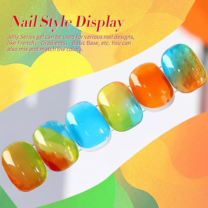 Born Pretty Neon Jelly Gel Nail Polish Glass Crystal Transparent Halloween Collection Soak Off Gel Nail Kit Minicure DIY Gifts 6PCS