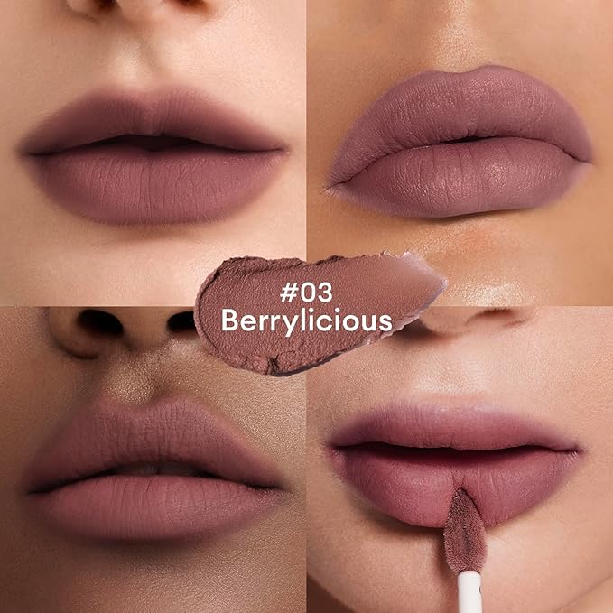ITY Velvet Matte Finish Lip Stain-Mousse Textured Lip Clay, Red Shade, Conceals Lip Lines, Rich Pigment Lip Tint Lipsticks, 0.14 oz (4g) in Earthy, Berrylicious.