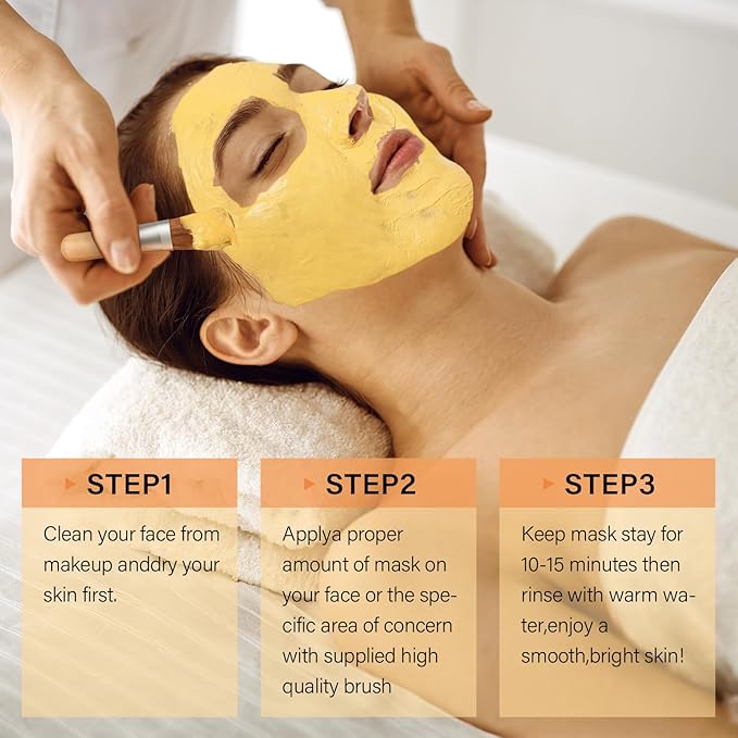 Turmeric Vitamin C Clay Mask -Turmeric Facial Mask - Brightening Clay Face Mask Skincare, Deep Cleansing Face Mask, Acne Face Mask for for Dark Spots, Dull Skin, Refining Pores and Controlling Oil
