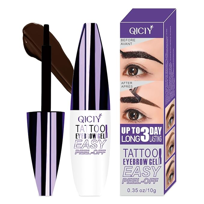 2025 New Tattoo Eyebrow Gel Easy Peel Off for Women, Upgrade Eyebrow Tattoo Peel Off, Transfer-proof Eyebrow Gels Waterproof for All Skin Types (Dark brown)