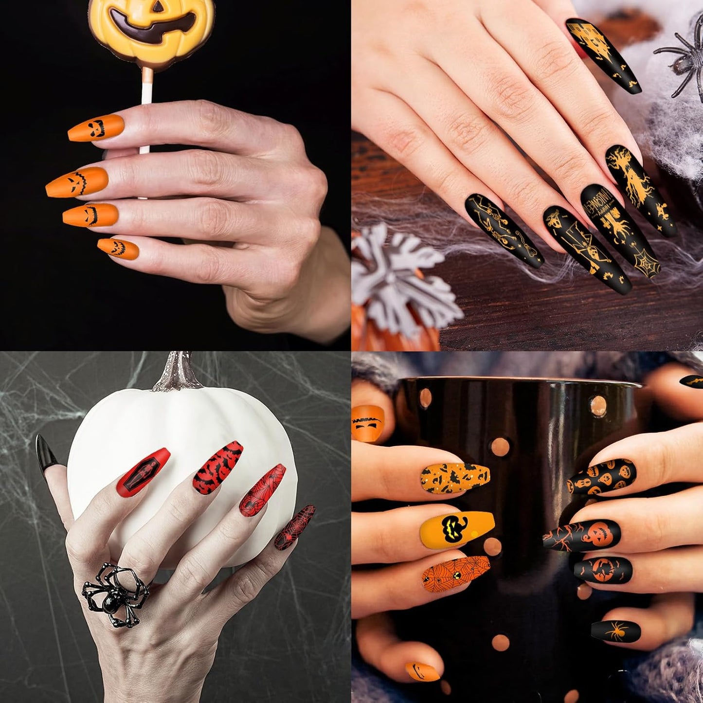 2Pcs Halloween Nail Art Stamping Plate Kit Skull Bat Witch Pumpkin Design Nail Art Plate for Holiday DIY Print Manicure Salon