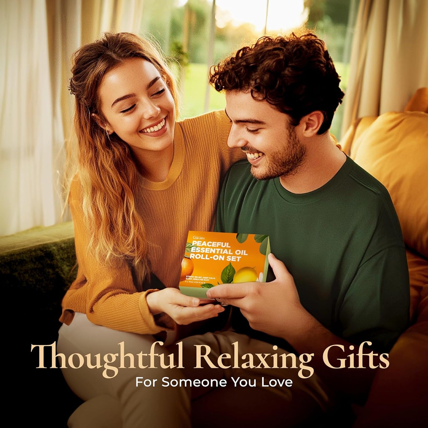 Gya Labs Peaceful Roll on Essential Oils Set - 100% Pure Natural Relaxing Gift for Women & Men - Blend for Calming, Refreshing, Stress Comfort, Aromatherapy Essential Oil Gift Set (0.34 Fl Oz Each)