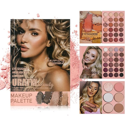 4-Layer Multi - Functional Beauty Book Kit- Style Makeup Palette Ingeniously Combines Eyeshadows, Blushes, Highlighters, Contour Powders In One,Best Choice for A Gift for Women (U150A)