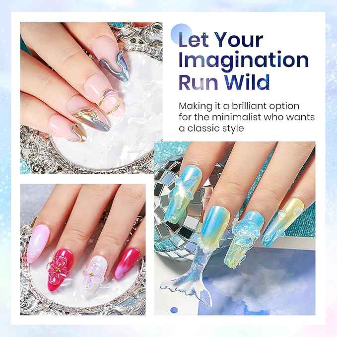 MIZHSE 2PCS Solid Builder Gel for Nails Kit: 30g/1oz Clear & Aurora Hard Gel for Nail with Nail Forms 3D Mold Soak off U V Builder Extension Gels for Women