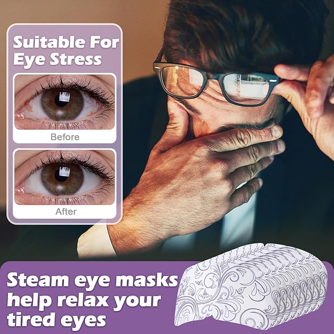 50 Packs Steam Eye Mask for Dry Eyes Spa Warm Sleep Eye Mask Self Heating Disposable Eye Masks for Home Office Travel Eyestrain Relieve (Lavender Scent)