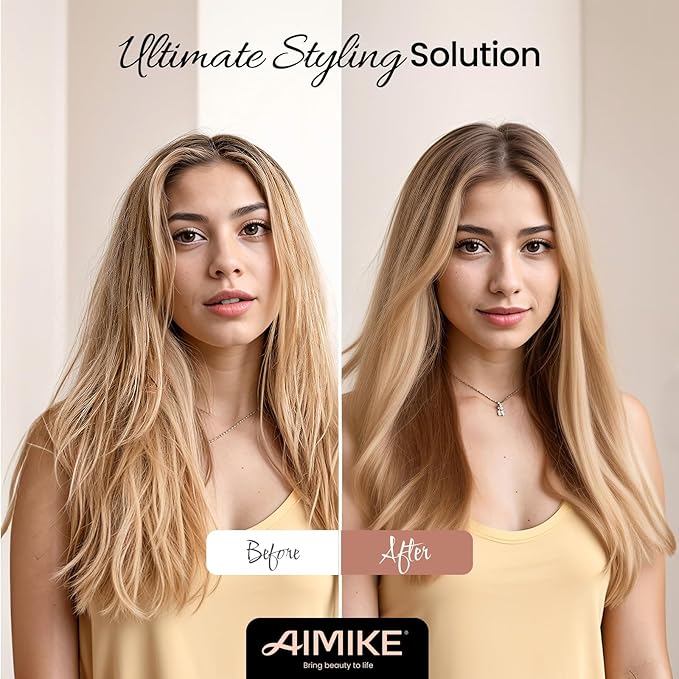 AIMIKE Nano Ionic Tech Large Round Brush, Ceramic Round Brush for Blow Drying, Styling and Boost Volume, Natural Wood Round Hair Brush, One Piece Design - 2 Inch/52mm