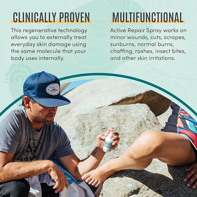 Active Skin Repair First Aid Healing Skin Spray - Natural & Non-Toxic with Hypochlorus Acid for Minor Cuts, Wounds, Scrapes, Rashes, Sunburns, & More, 3 oz