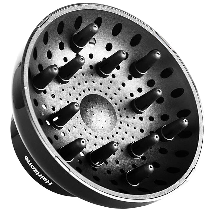 Hairizone Universal Hair Diffuser Adaptable for Blow Dryers with D-1.7-Inch to 2.6-Inch for Curly or Wavy Hair, Shiny Black