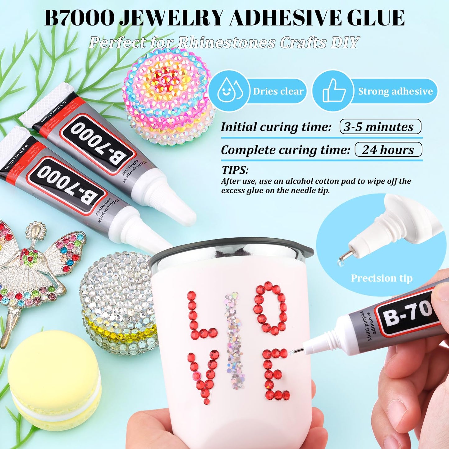 6000Pcs Resin Rhinestones for Bedazzling with 3Pcs B7000 Jewelry Glue, 1 Box Red Flatback Rhinestones for Crafting Crafts DIY, Crystals Gems for Clothing Shoes Tumblers Nail Art Makeup