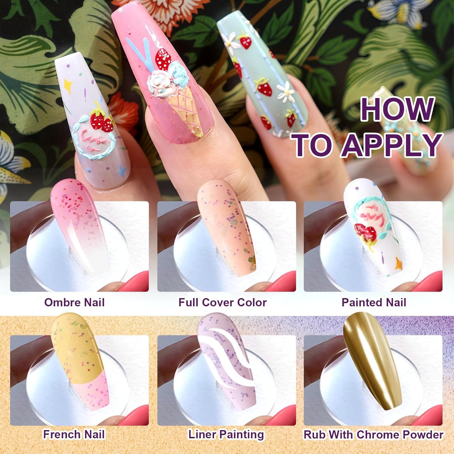 Gradient Painting Gel, 9 Colors Ombre Gel Nail Polish for 3D Sculpture Gel comes with Dotted Decorations Aura Nails French Manicure Soak Off UV Long-lasting Home Salon DIY Candy Cane Cream