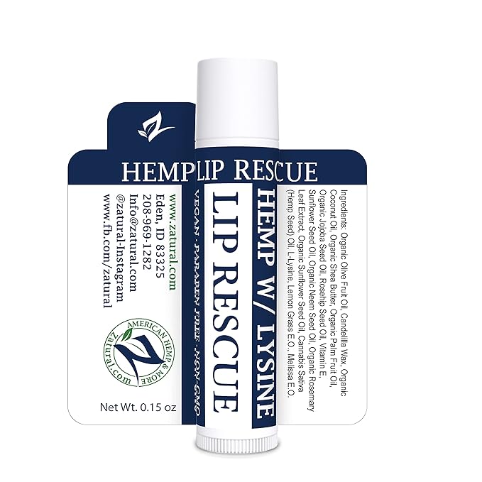 Hemp Lip Balm with L-Lysine-Heal, Moisturize, Protect (5)